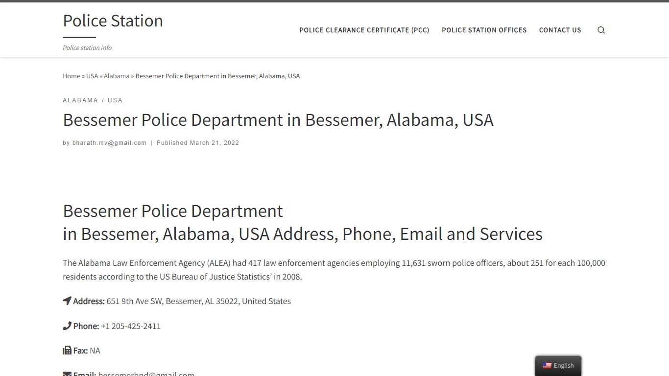 Bessemer Police Department in Bessemer, Alabama, USA