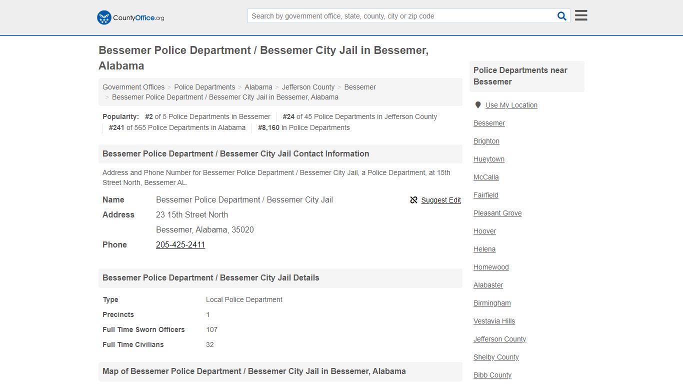 Bessemer Police Department / Bessemer City Jail - Bessemer, AL (Address ...